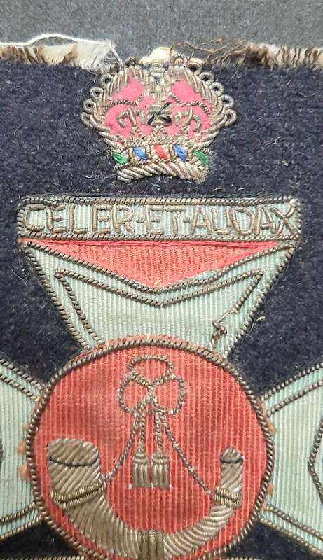 **WW2 British: King's Royal Rifle Corps Embroidered Bullion Blazer Badge (11cm x 10cm).**