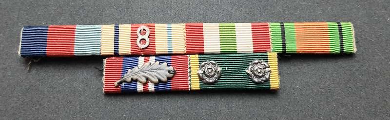 **WW2  British : Campaign Medal  Ribbon Bar w/ Service & Affiliation Devices **