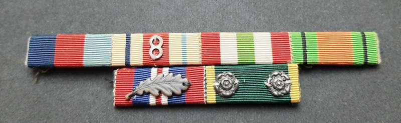 **WW2  British : Campaign Medal  Ribbon Bar w/ Service & Affiliation Devices **