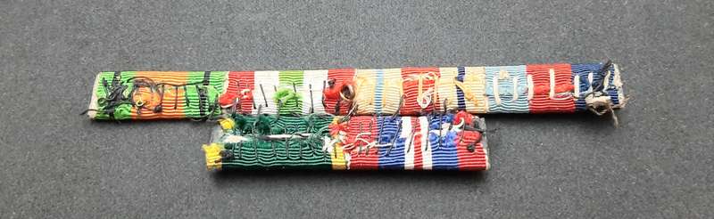 **WW2  British : Campaign Medal  Ribbon Bar w/ Service & Affiliation Devices **
