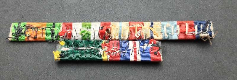 **WW2  British : Campaign Medal  Ribbon Bar w/ Service & Affiliation Devices **