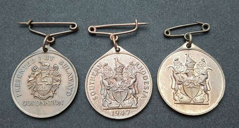 **WW2 & 1953  Coronation: Southern Rhodesia Commemorative Medallions x3 ( VF+).**