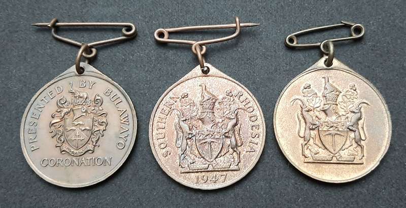 **WW2 & 1953  Coronation: Southern Rhodesia Commemorative Medallions x3 ( VF+).**