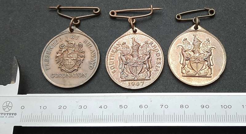 **WW2 & 1953  Coronation: Southern Rhodesia Commemorative Medallions x3 ( VF+).**