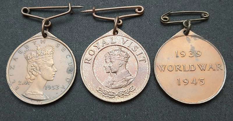 **WW2 & 1953  Coronation: Southern Rhodesia Commemorative Medallions x3 ( VF+).**