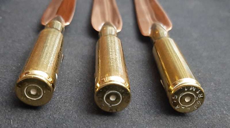 **BID PER ITEM: 1970s Rhodesian Bush War Copper & Brass 7.62mm Letter-Openers [INERT]21cm (USED).**