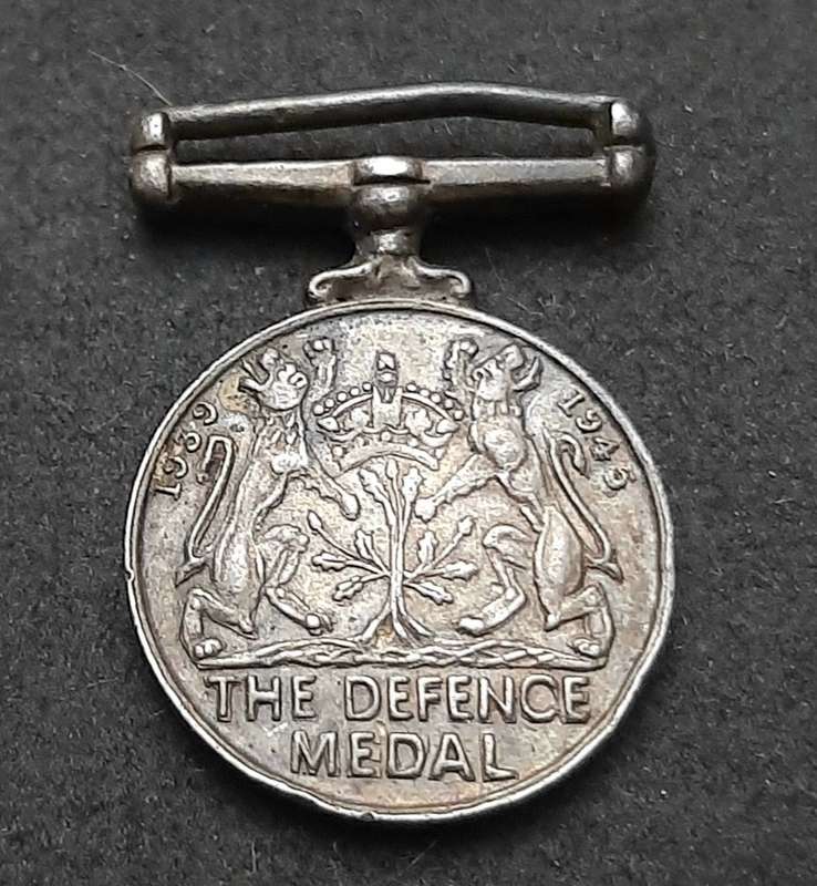 **RARE: WW2 - .925 Silver Miniature British Defence Medal (NR).**