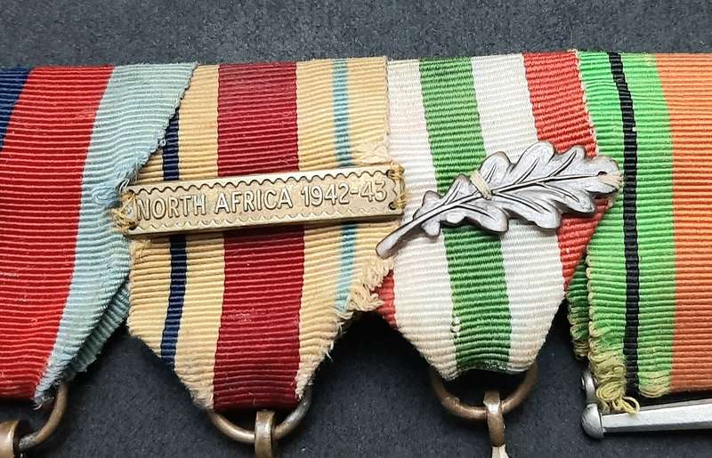 **WW2 British: Full-Size Court Mounted Campaign Medals w/ Commendation & Service Devices (x5)**