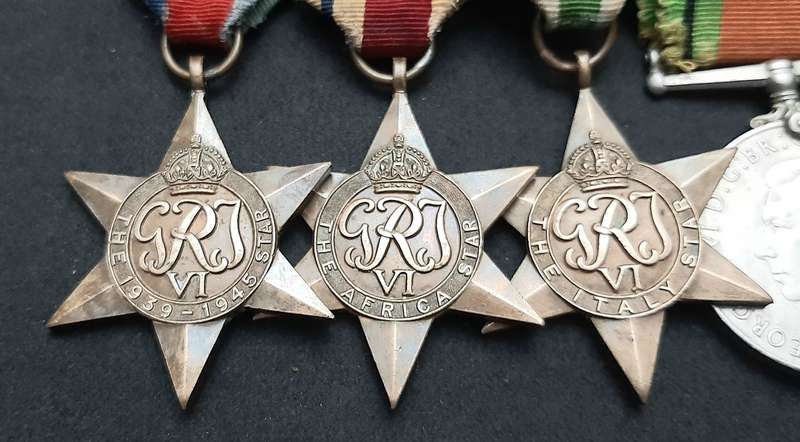 **WW2 British: Full-Size Court Mounted Campaign Medals w/ Commendation & Service Devices (x5)**
