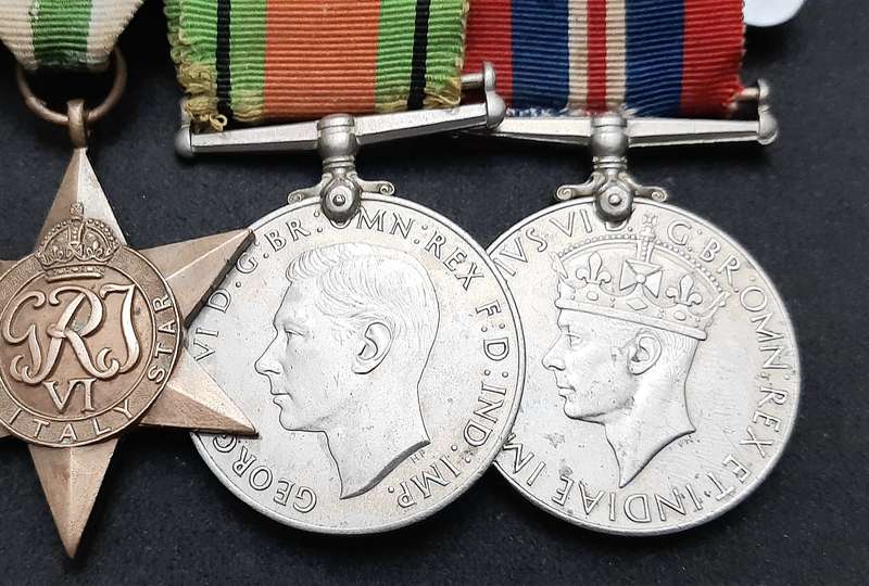 **WW2 British: Full-Size Court Mounted Campaign Medals w/ Commendation & Service Devices (x5)**
