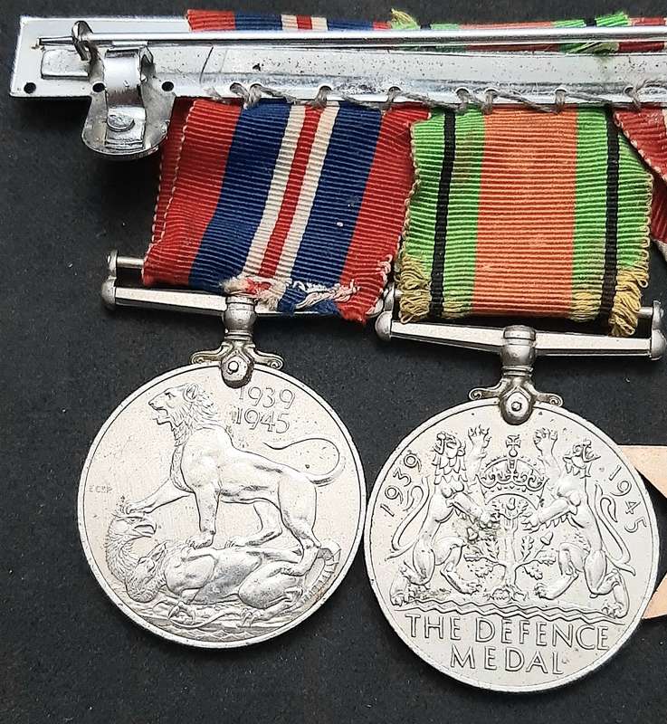 **WW2 British: Full-Size Court Mounted Campaign Medals w/ Commendation & Service Devices (x5)**
