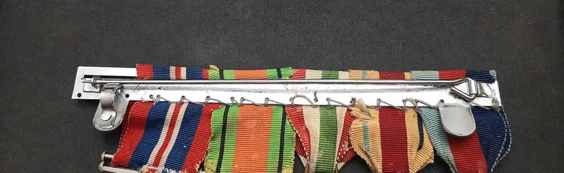 **WW2 British: Full-Size Court Mounted Campaign Medals w/ Commendation & Service Devices (x5)**