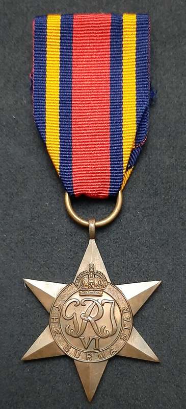 **RARE WW2 British: Burma Star Campaign Medal w/ Ribbon (Ex-Mount).**