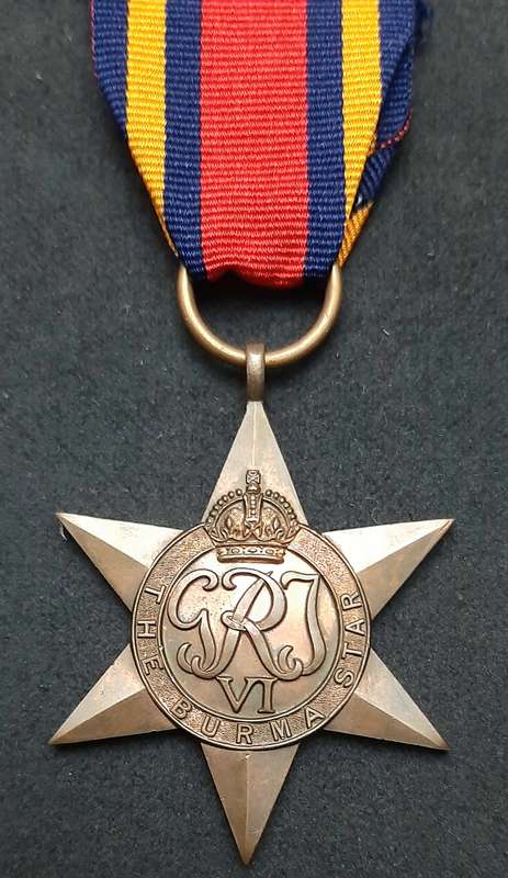 **RARE WW2 British: Burma Star Campaign Medal w/ Ribbon (Ex-Mount).**