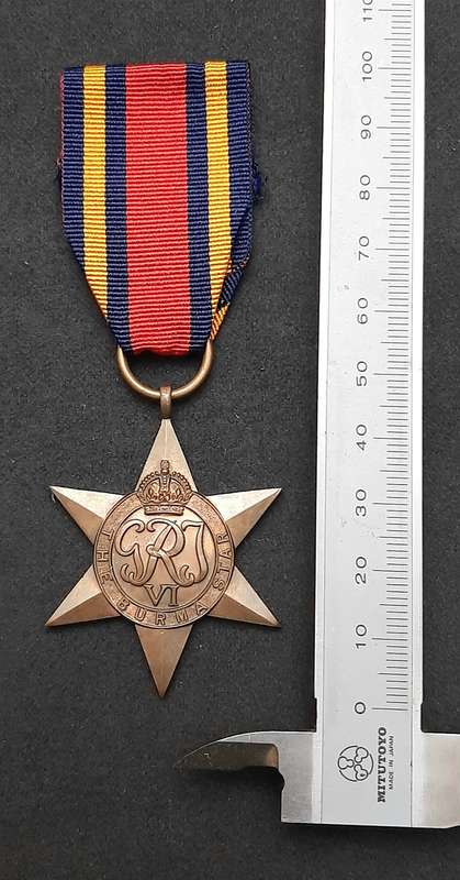 **RARE WW2 British: Burma Star Campaign Medal w/ Ribbon (Ex-Mount).**