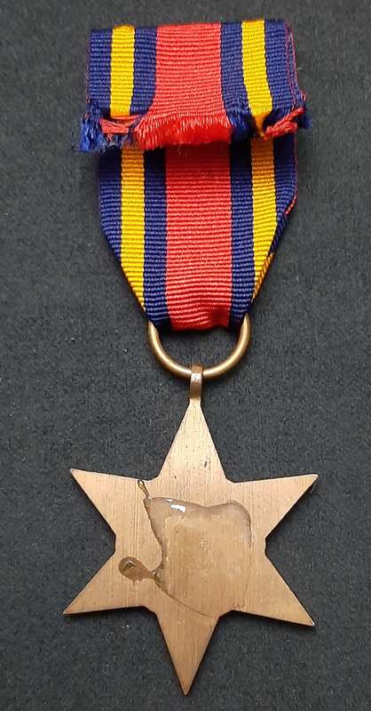 **RARE WW2 British: Burma Star Campaign Medal w/ Ribbon (Ex-Mount).**