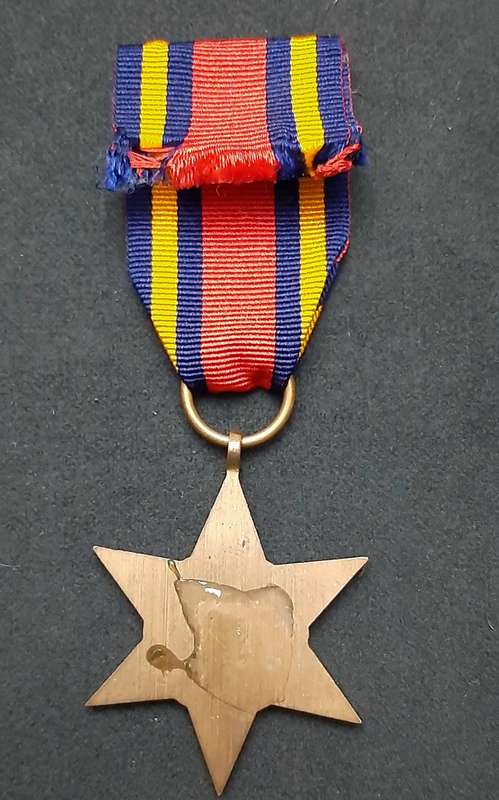 **RARE WW2 British: Burma Star Campaign Medal w/ Ribbon (Ex-Mount).**