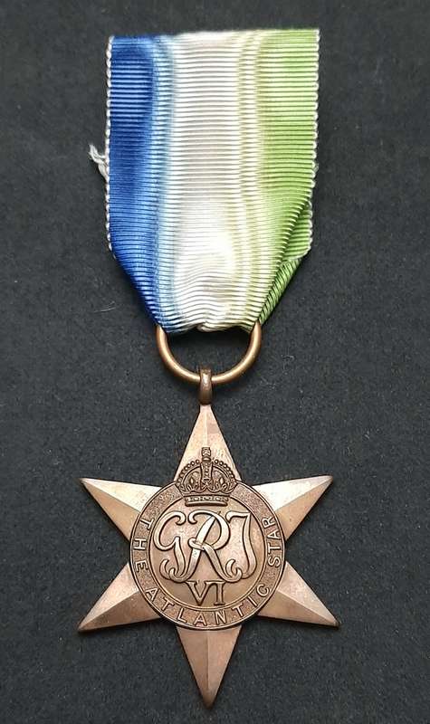 ** RARE WW2: British Atlantic Star Campaign Medal w/ Silk Ribbon (Ex-Mount).**