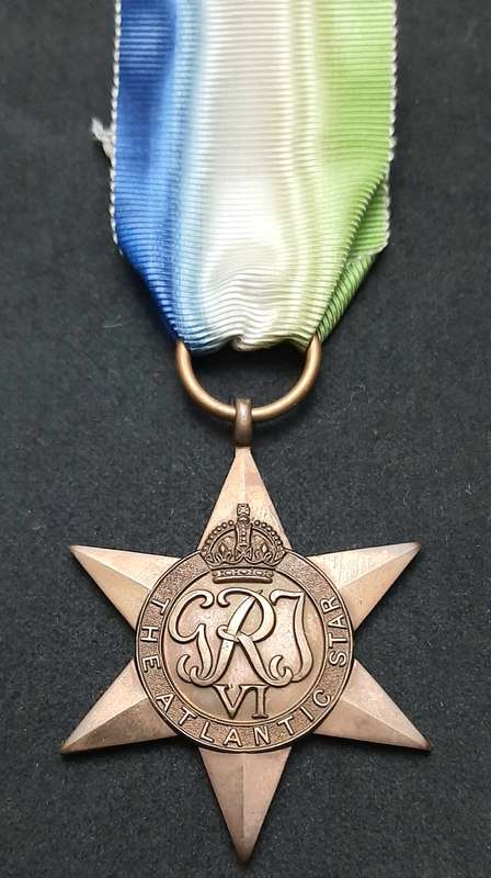 ** RARE WW2: British Atlantic Star Campaign Medal w/ Silk Ribbon (Ex-Mount).**