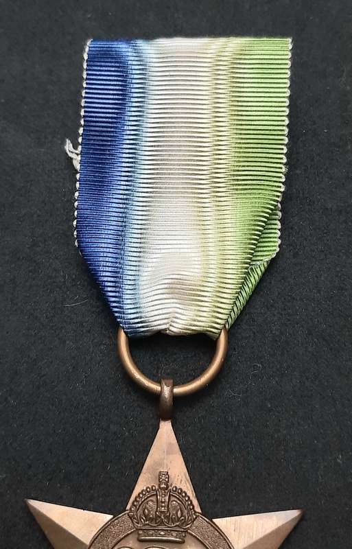 ** RARE WW2: British Atlantic Star Campaign Medal w/ Silk Ribbon (Ex-Mount).**