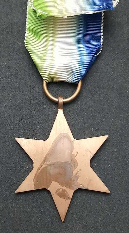 ** RARE WW2: British Atlantic Star Campaign Medal w/ Silk Ribbon (Ex-Mount).**