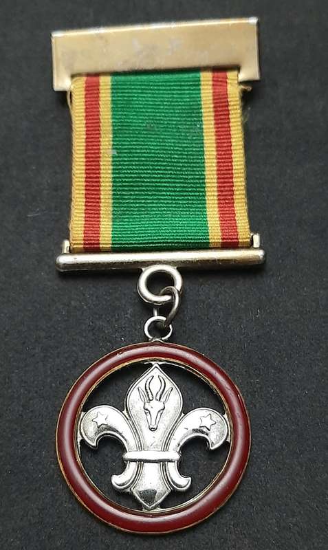 ** 20th Century: South African Scouts Silverplated Medal w/ Ribbon (Pin)**