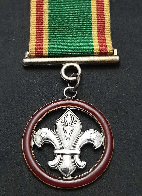 ** 20th Century: South African Scouts Silverplated Medal w/ Ribbon (Pin)**
