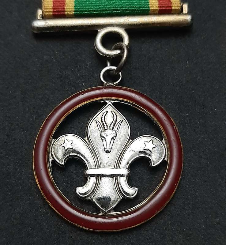 ** 20th Century: South African Scouts Silverplated Medal w/ Ribbon (Pin)**