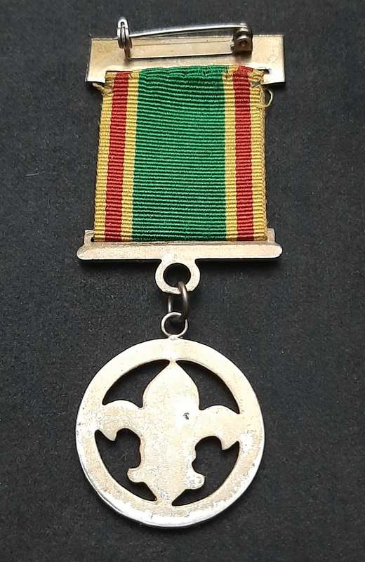 ** 20th Century: South African Scouts Silverplated Medal w/ Ribbon (Pin)**