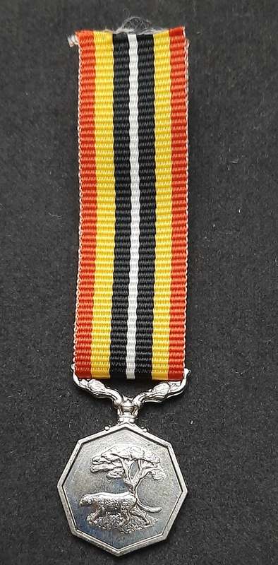 BID PER ITEM 1980s SADF: Miniature Southern Africa Service Medal w/ Ribbon