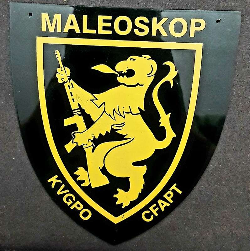 **Border War : 1980s Maleoskop Counter-Insurgency Facility UnitPerspex Escutcheon (12cm x 12cm).****