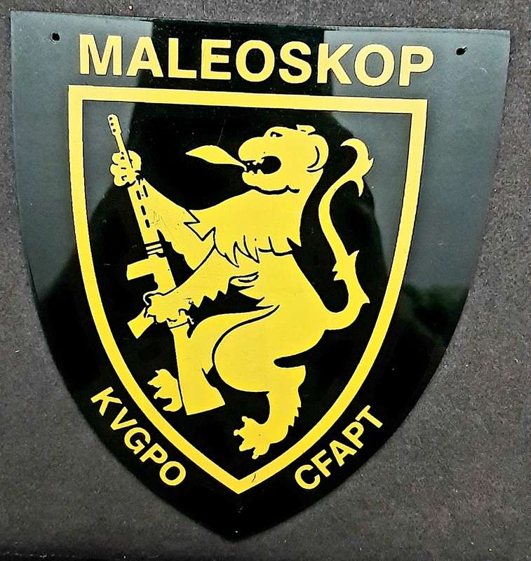 **Border War : 1980s Maleoskop Counter-Insurgency Facility UnitPerspex Escutcheon (12cm x 12cm).****