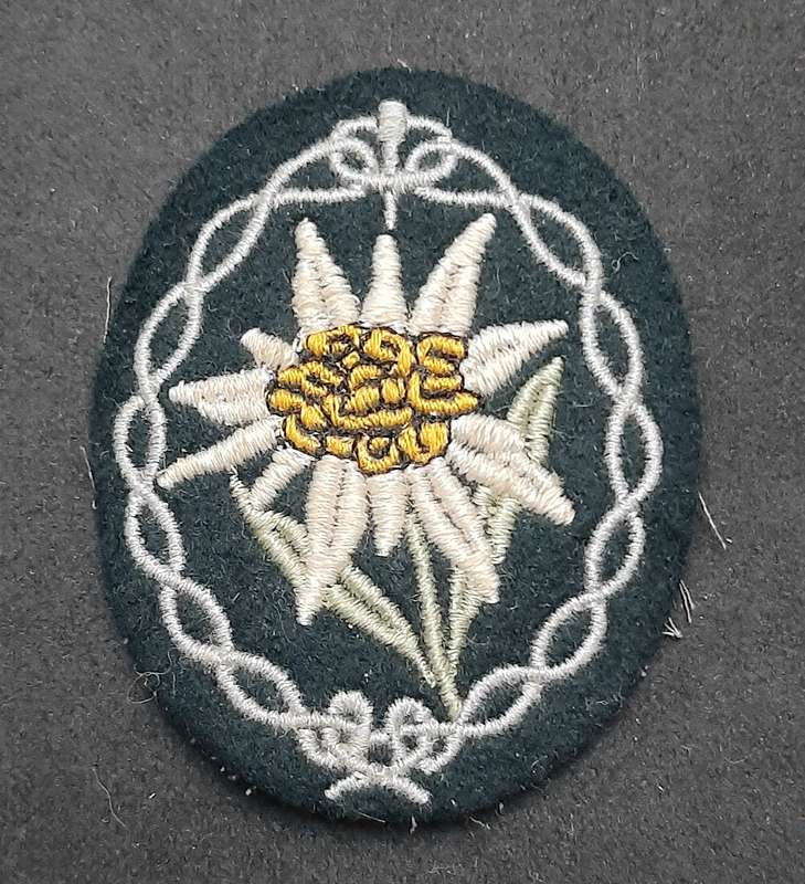 WW2 German 1930s Embroidered Gebirgsjäger 'Edelweiß' Sleeve Insignia Type I