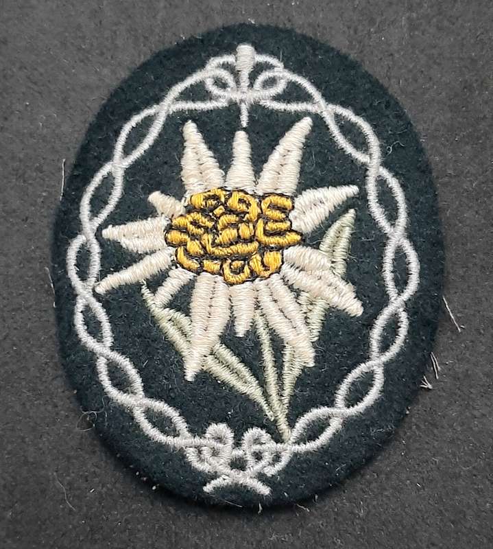 WW2 German 1930s Embroidered Gebirgsjäger 'Edelweiß' Sleeve Insignia Type I