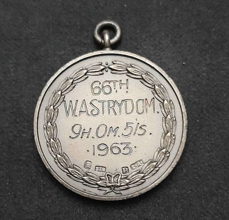 RARE 1963 : SA Comrade's Marathon .925 Silver Medal (INSCRIBED 66th Place).