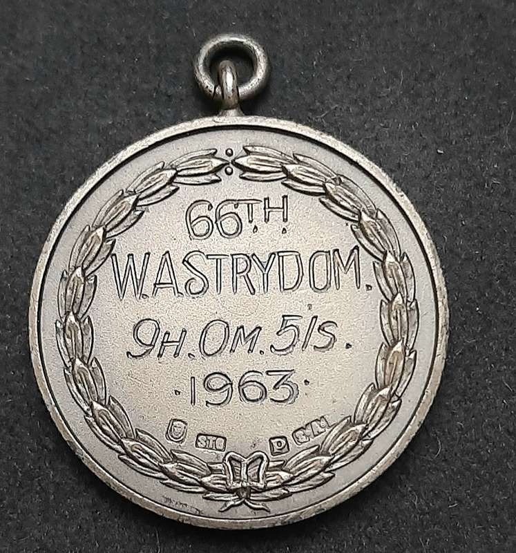 RARE 1963 : SA Comrade's Marathon .925 Silver Medal (INSCRIBED 66th Place).