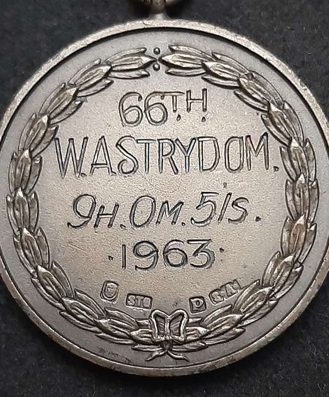 RARE 1963 : SA Comrade's Marathon .925 Silver Medal (INSCRIBED 66th Place).