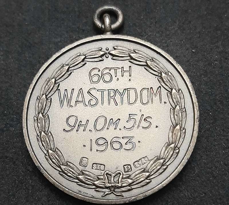 RARE 1963 : SA Comrade's Marathon .925 Silver Medal (INSCRIBED 66th Place).
