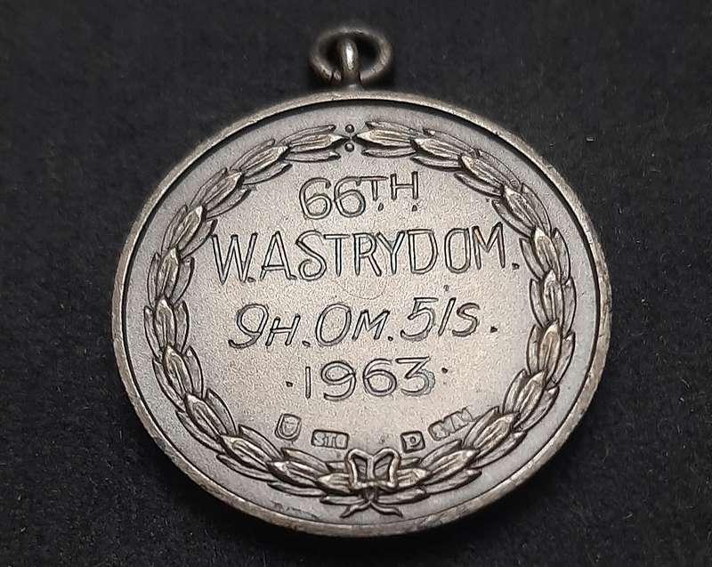 RARE 1963 : SA Comrade's Marathon .925 Silver Medal (INSCRIBED 66th Place).