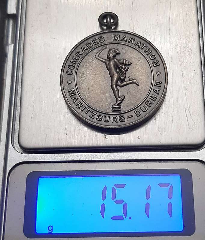 RARE 1963 : SA Comrade's Marathon .925 Silver Medal (INSCRIBED 66th Place).