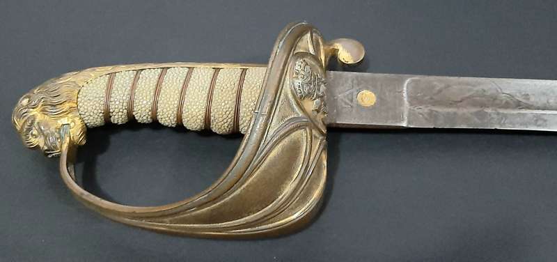 **RARE:  Victorian Royal Navy 1846 Pattern Officer's Sword w/ Rayskin Handle ( Silver & Co.)**