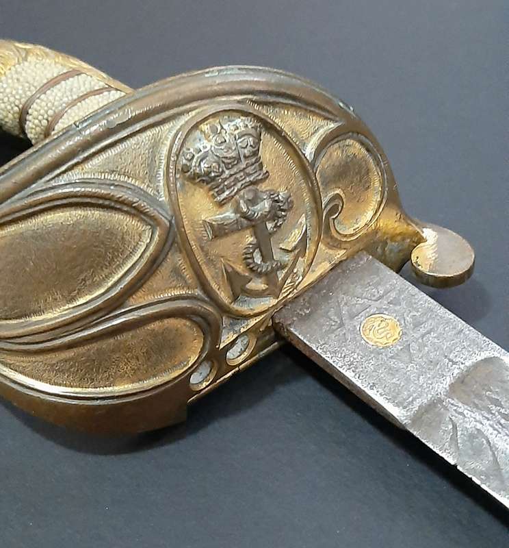 **RARE:  Victorian Royal Navy 1846 Pattern Officer's Sword w/ Rayskin Handle ( Silver & Co.)**