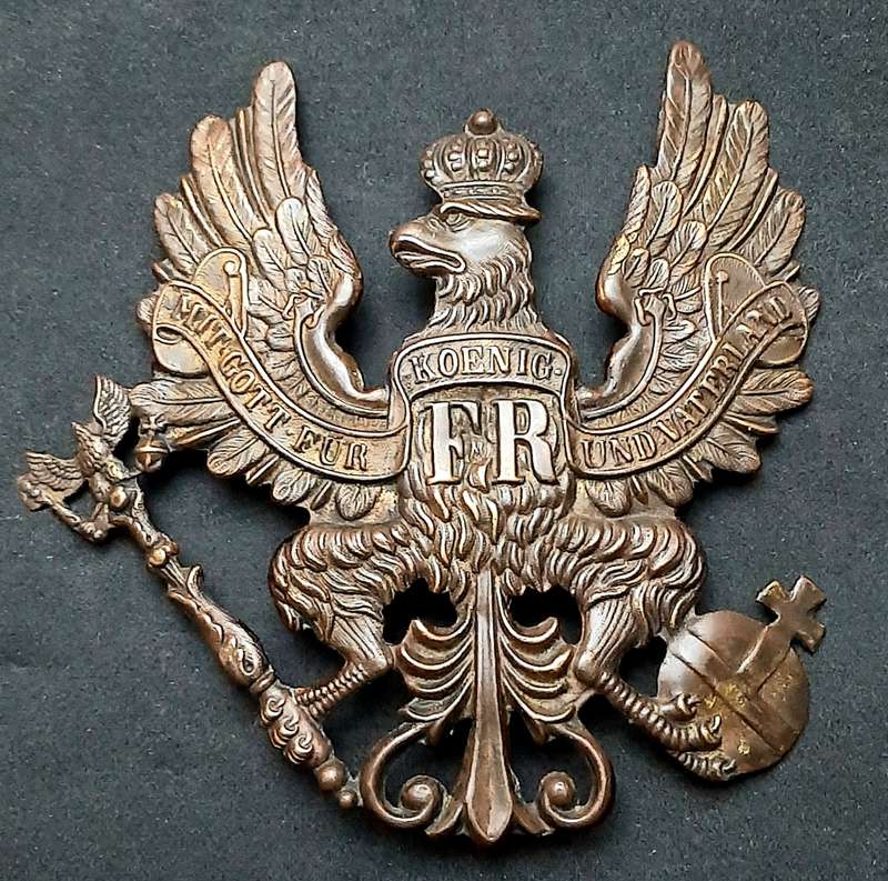 RARE: Franco-Prussian War M1867 German Cuirassier Brass ' Tschapka / Pickelhaube ' Plate (NO LUGS).