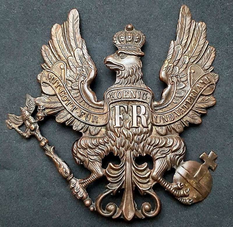 RARE: Franco-Prussian War M1867 German Cuirassier Brass ' Tschapka / Pickelhaube ' Plate (NO LUGS).