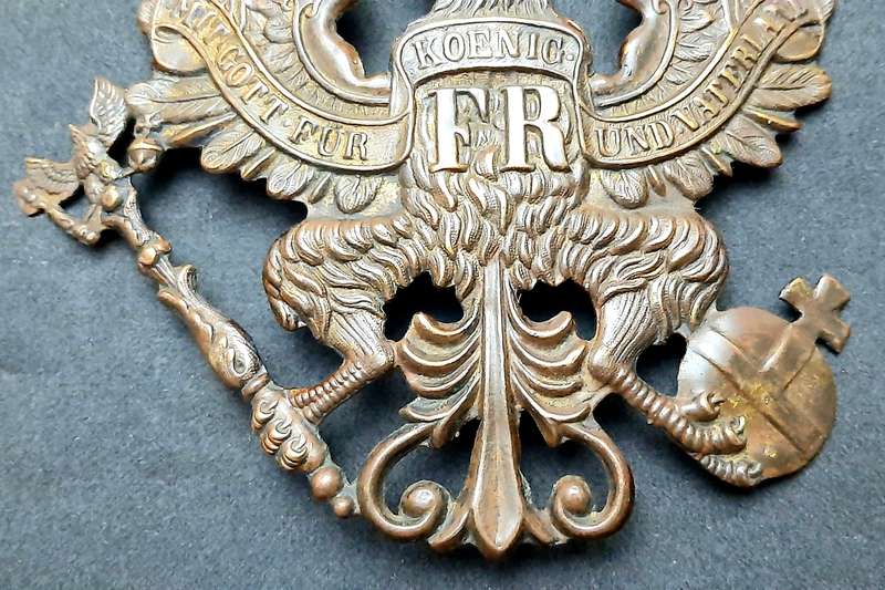 RARE: Franco-Prussian War M1867 German Cuirassier Brass ' Tschapka / Pickelhaube ' Plate (NO LUGS).