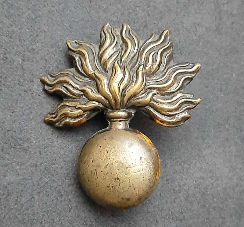 RARE: French , Franco-Prussian War- Grenadier Brass Cartridge Box Badge ( Lugs Intact).