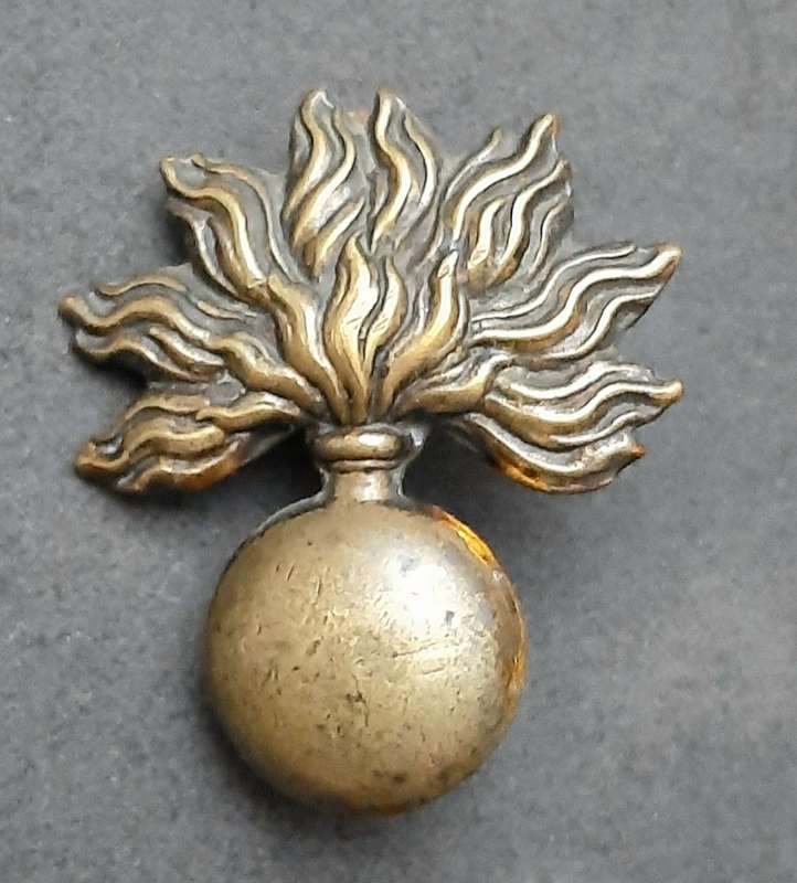 RARE: French , Franco-Prussian War- Grenadier Brass Cartridge Box Badge ( Lugs Intact).