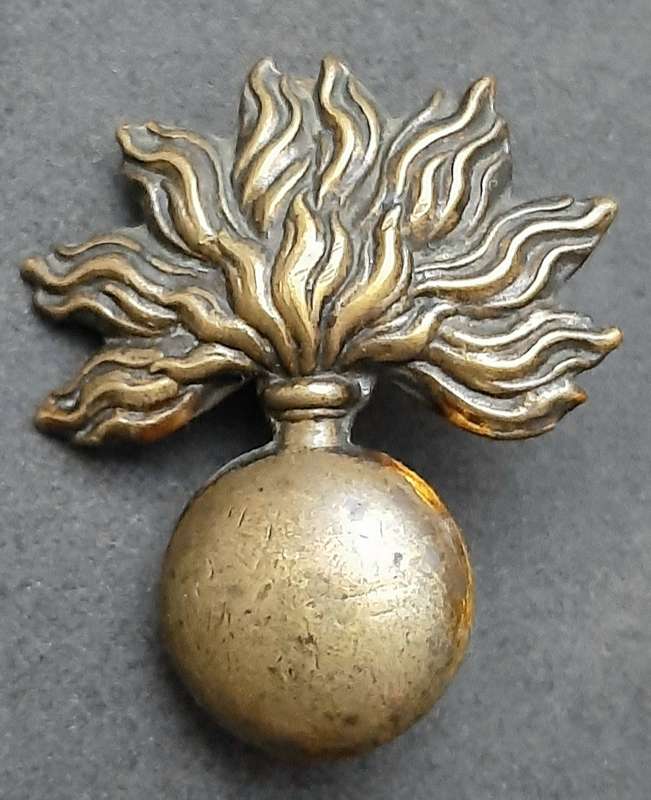 RARE: French , Franco-Prussian War- Grenadier Brass Cartridge Box Badge ( Lugs Intact).