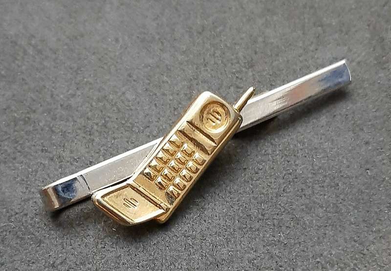 1990s : Men's Novelty 'Cellular Phone' Tie Pin w/ Slide.