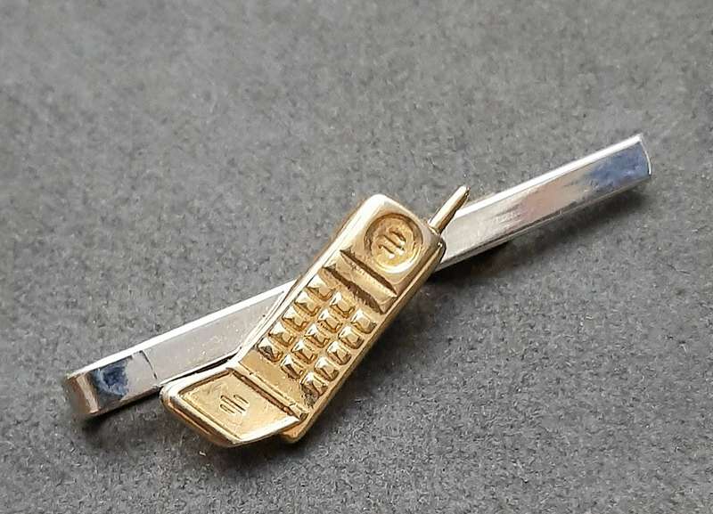 1990s : Men's Novelty 'Cellular Phone' Tie Pin w/ Slide.